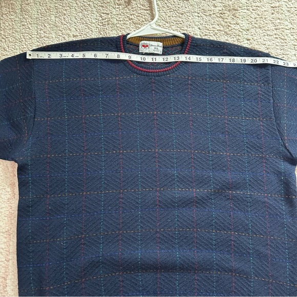 Homer Reed Ltd Denver Navy Wool Sweater Windowpane Knit Size Medium - Picture 4 of 8